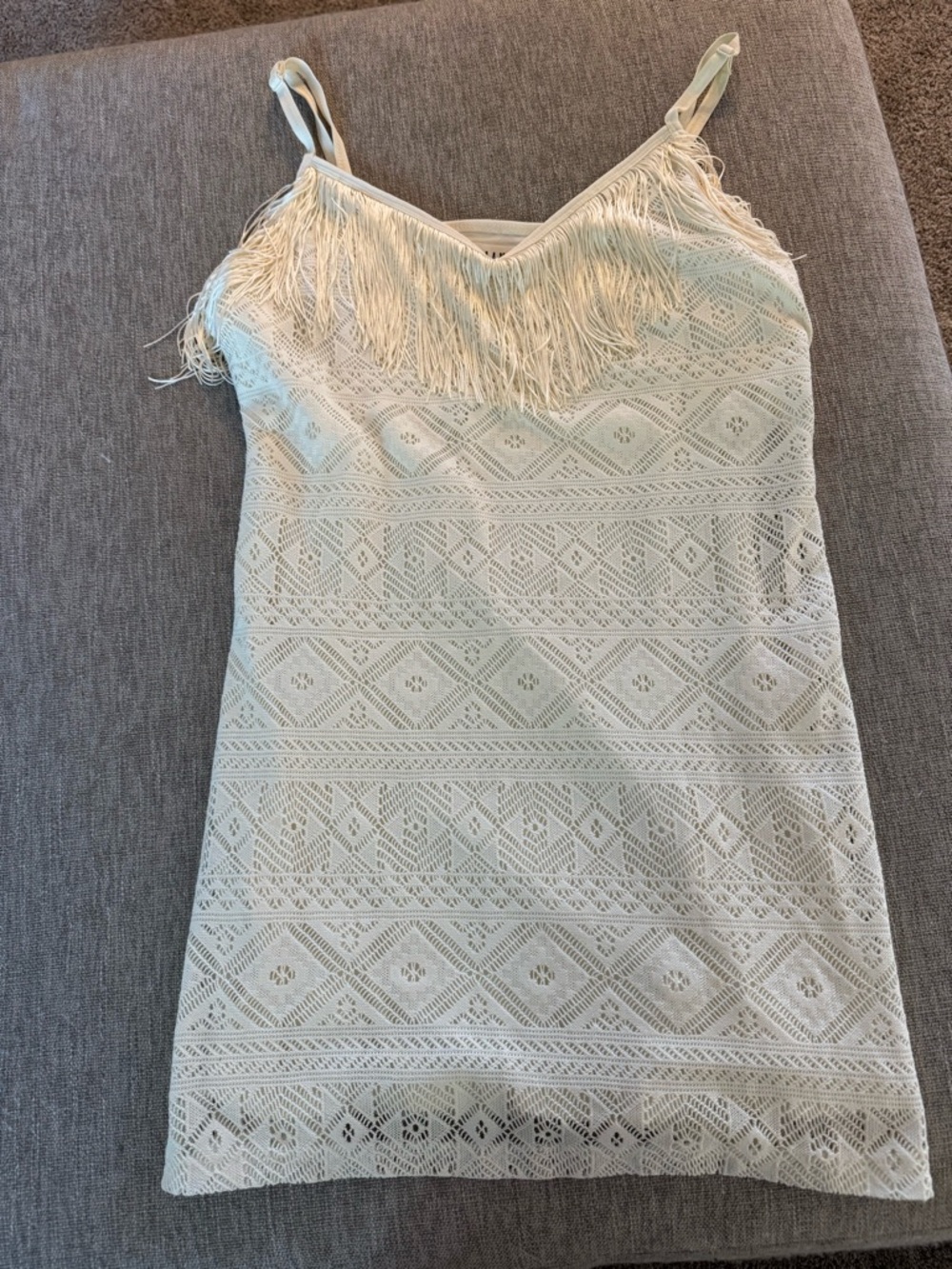 Idyllwind Cream Lace Fringe Mini Dress